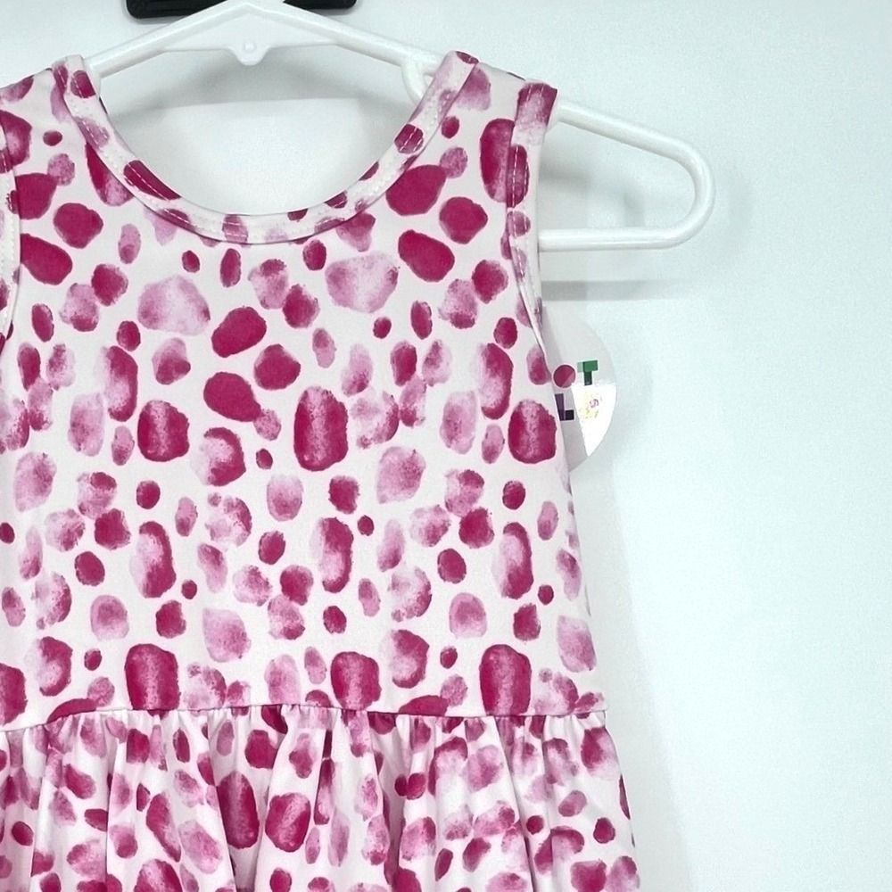 Dot Dot Smile Polka Dot Dress Girl 12-24M Pink Watercolor Spotted Stretch Summer